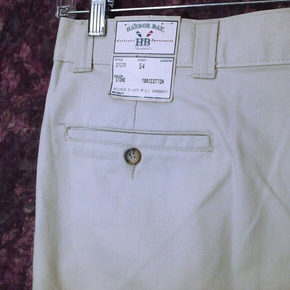 NWT Deadstock 90s Harbor Bay Casual Chino Shorts Men-54 Cotton Pleated 4-Pocket - Picture 6 of 9